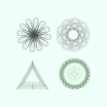 Spirograph ornament vector, simple thin motiff like flower arabic star geomeric  스톡 일러스트