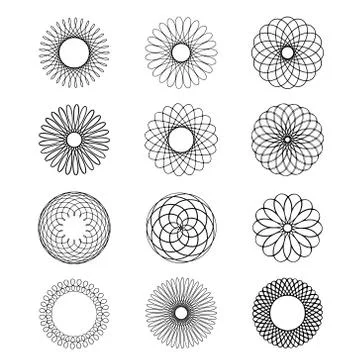 Spirograph pattern and round symbol shape from flower Vector 	 Stock Illustration