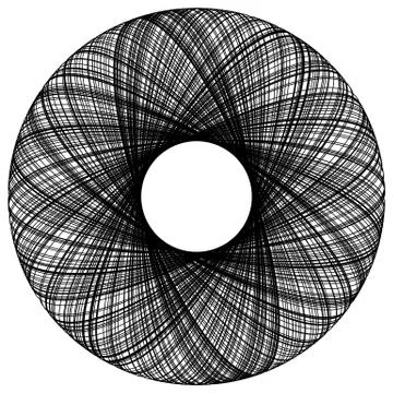 Spirograph pattern like rotating spiral, vortex shape. Abstract monochrome el Stock Illustration