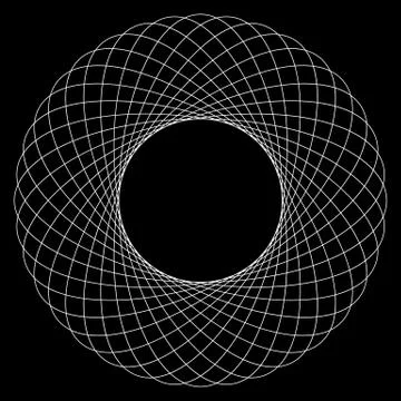 Spirograph pattern like rotating spiral, vortex shape. Abstract monochrome el Stock Illustration