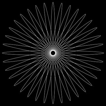 Spirograph pattern like rotating spiral, vortex shape. Abstract monochrome el Stock Illustration