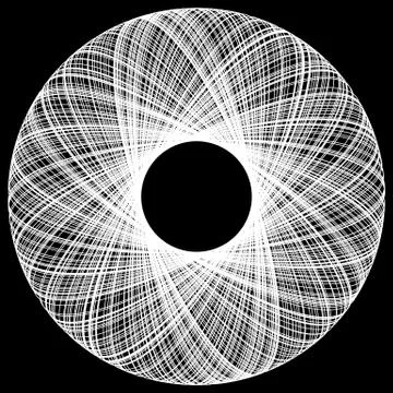 Spirograph pattern like rotating spiral, vortex shape. Abstract monochrome el Stock Illustration