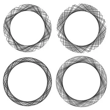 Spirograph pattern like rotating spiral, vortex shape. Abstract monochrome el Stock Illustration