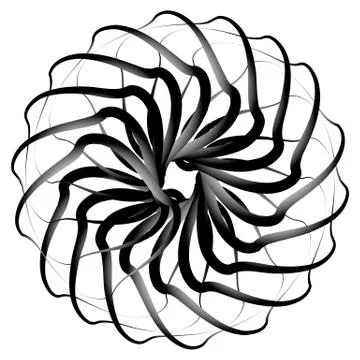Spirograph pattern like rotating spiral, vortex shape. Abstract monochrome el Stock Illustration