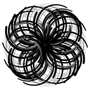 Spirograph pattern like rotating spiral, vortex shape. Abstract monochrome el Stock Illustration