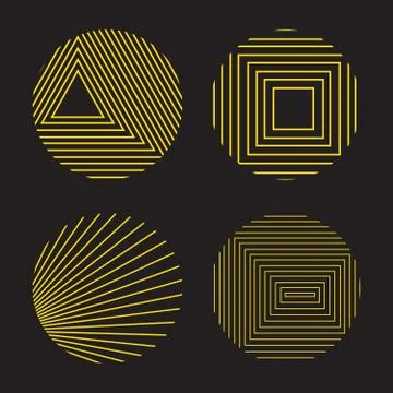 Spirograph style decorative design elements isolated on black background Vector Stock Illustration