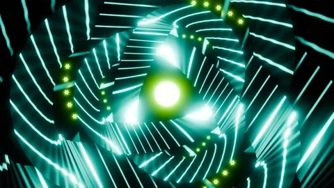 Spiromaniac 4K VJ Loop - Hypnotic Geometric Motion Background Teal Lime Stock Footage 300794089