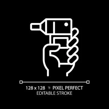 Spirometer pixel perfect white linear icon for dark theme Stock Illustration