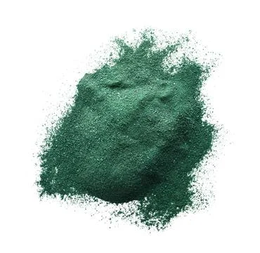 Spirulina algae powder on white background, top view Foto stock