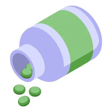 Spirulina capsule jar icon isometric vector. Alga plant Stock Illustration