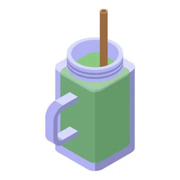 Spirulina smoothie icon isometric vector. Alga plant Stock Illustration