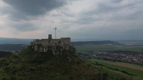 Spis Castle in Slovakia from above Stock Footage 246674882