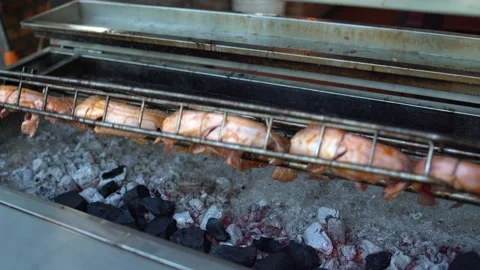 On a spit barbecue fried python. Vidéo 91463469