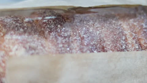 Spit cake covered with sugar and cinnamon with nutella pasta inside. 動画素材 167905687