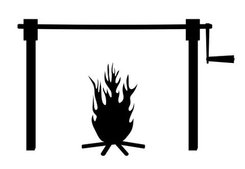 Spit roast fire Stock Illustration