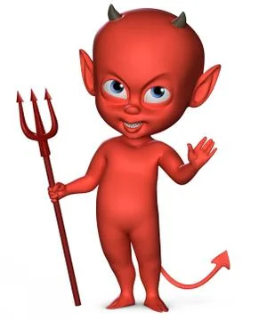 Spiteful devil boy with a trident 스톡 일러스트