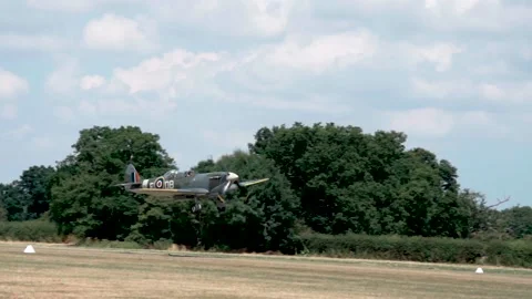 Spitfire 200fps Take off Stock Footage 136044842