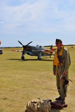 Spitfire and Pilot Stock Photos