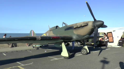 Spitfire on Display at an Outdoor Event Stock Footage 67574172