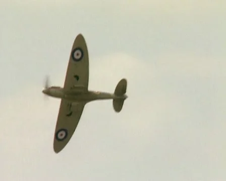 Spitfire Mk2A P7350 fighter. Rare air to air footage Stock Footage 11548244