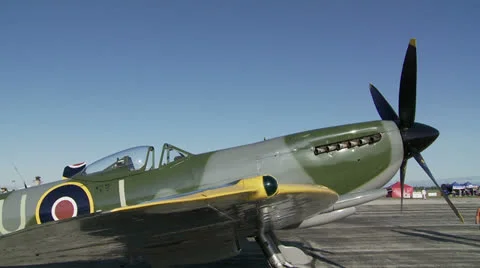 Spitfire parked - 2 clips Stock Footage 23156097