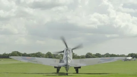 Spitfire taxi away from camera Stock Footage 136048626