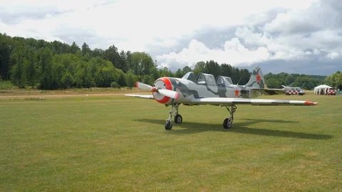 Spitfire from WWII parking Video stock 119107010