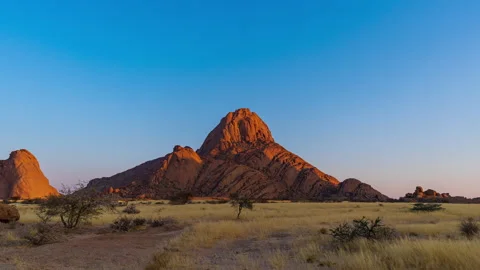 Spitzkoppe Mountain Sunset in Namib Desert Stock Footage 319964944