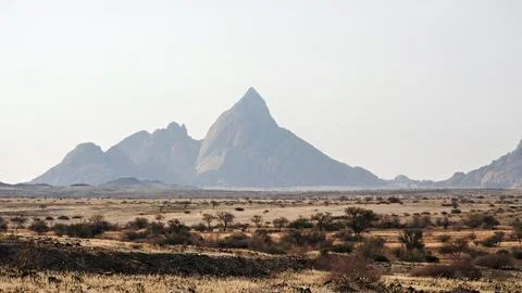 Spitzkoppe Namibia at some distance. Stock Photos