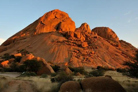 Spitzkoppe in Namibia at sunset Stock Photos