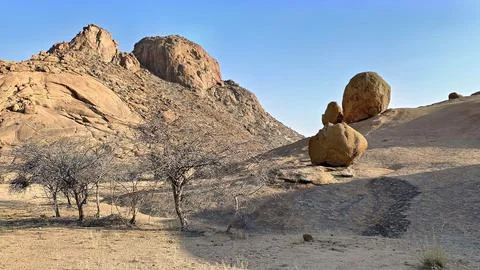 Spitzkoppe rustic and unique landscape in the desert. Foto stock