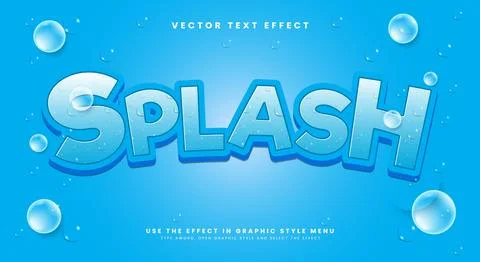 Splash 3d editable text effect template Illustrazione stock