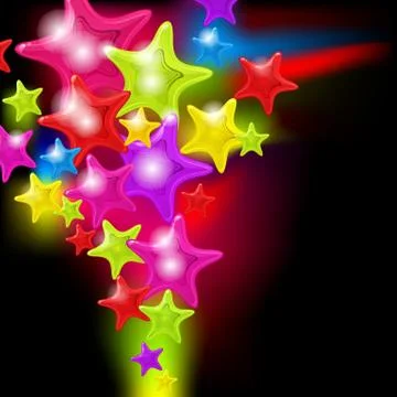 Splash of abstract glossy stars - vector background Stock Illustration
