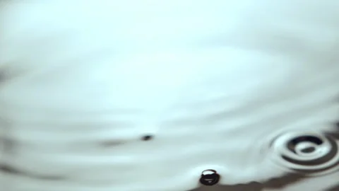 Splash after drops falling in water of lake on rainy day Stock Footage 234898493