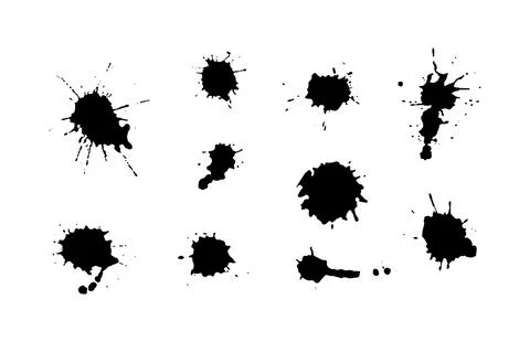 Splash and Ink drops. Hand made Illustration splat messy inkblot. Artistic di Stock Illustration