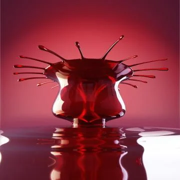 Splash and splatter of cherry juice or wine with droplets Stock Illustration