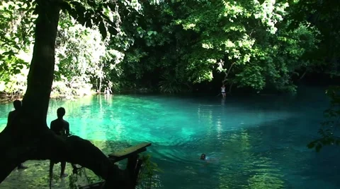 Splash at the Blue lagoon Stock Footage 41942579
