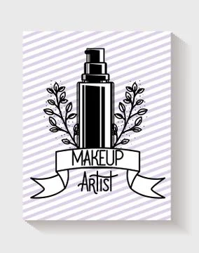 Splash bottle make up product in floral frame Ilustração Stock