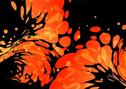 Splash burning drops on black Stock Illustration