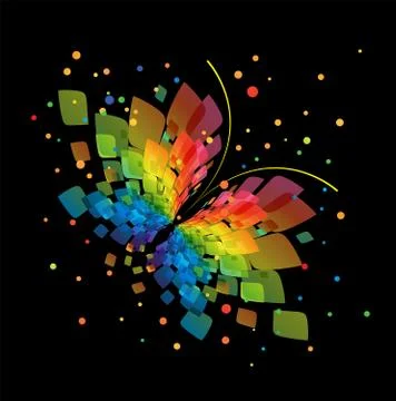 Splash butterfly on black background Stock Illustration