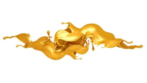 Splash of caramel on a white background isolated. 3d illustration, 3d renderi Stockillustratie