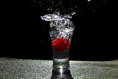 Splash of  cherry tomato Foto stock