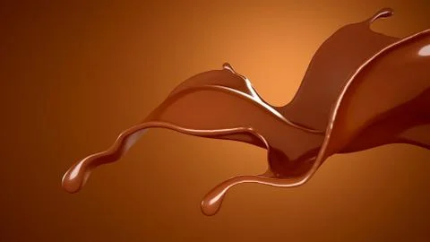 A splash of chocolate on a brown background. 3d illustration, 3d rendering. Stock Illustration