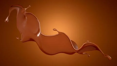 A splash of chocolate on a brown background. 3d illustration, 3d rendering. Stockillustratie