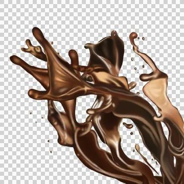 Splash of coffee, cola or tea isolated on transparent background. Stock Illustration