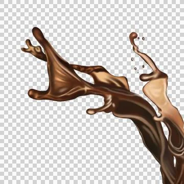Splash of coffee, cola or tea isolated on transparent background. Stock Illustration