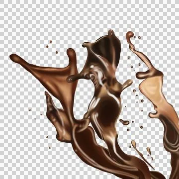 Splash of coffee, cola or tea isolated on transparent background. Stock Illustration