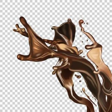 Splash of coffee, cola or tea isolated on transparent background. Stock Illustration