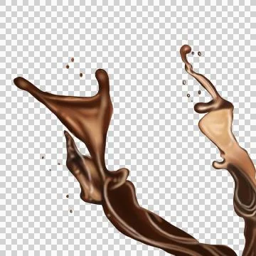 Splash of coffee, cola or tea isolated on transparent background. Stock Illustration