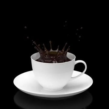Splash of coffee in a cup with a saucer Stock Illustration